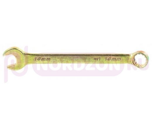 Ключ комбинированный, 14 мм, желтый цинк// Сибртех