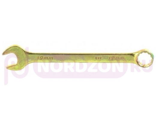 Ключ комбинированный, 19 мм, желтый цинк// Сибртех