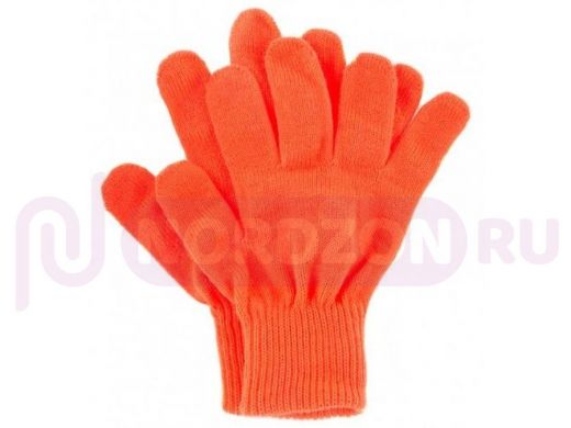 Перчатки трикотажные, акрил, цвет: оранжевый, оверлок, Россия// СИБРТЕХ