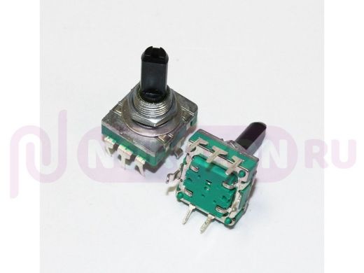Энкодер (24 положения) с переключателем (3+2 вывода) серия PEC16 (17.5х115.5мм, вал D-6мм)