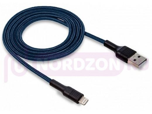 Шнур USB / Lightning (iPhone) Walker C575 текстильный, 2.4А, синий