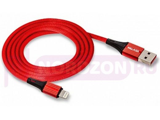 Шнур USB / Lightning (iPhone) Walker C705 текстильный, 3.1А, красный
