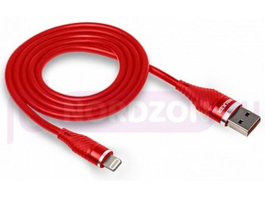 Шнур USB / Lightning (iPhone) Walker C735, прорезиненный, 3.1А, красный