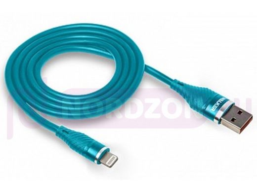 Шнур USB / Lightning (iPhone) Walker C735, прорезиненный, 3.1А, синий