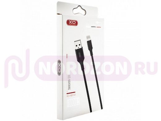 Шнур USB / Lightning (iPhone) XO-NB143, 2.4A, текстильный, чёрный