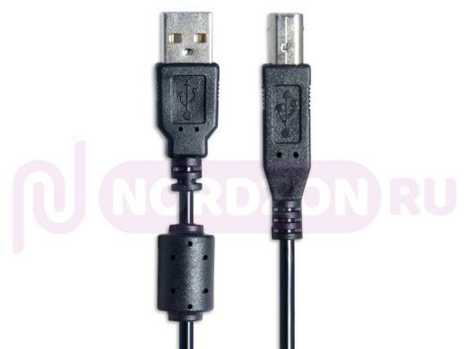 Шнур USB 2.0 A штекер / USB В штекер 5м мультимедийный кабель с ф/фильтром BW1413