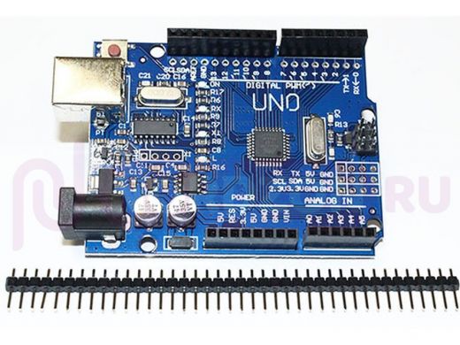 Arduino 2001-1: UNO R3 ATmega328 (CH340) синяя плата + шнур_USB