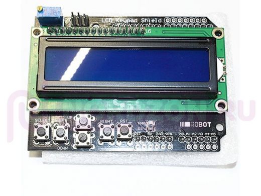 Arduino 4004: Дисплейный символьный модуль LCD1602 16х2 с 6-и кнопочным управлением