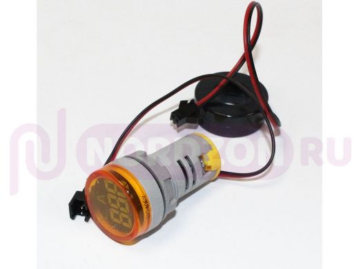 Ампертметр цифровой LED AC-50Hz (0-100A датчик тока) DMS-212 желтый (Dдисплея- 28мм, Dустан- 22мм) 1