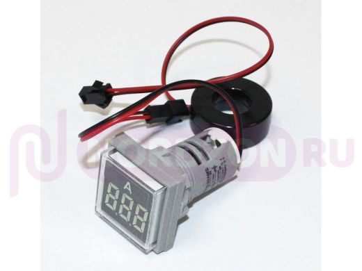 Ампертметр цифровой LED AC-50Hz (0-100A датчик тока) DMS-221 белый (дисплей 30х30мм, Dустан- 22мм) 1