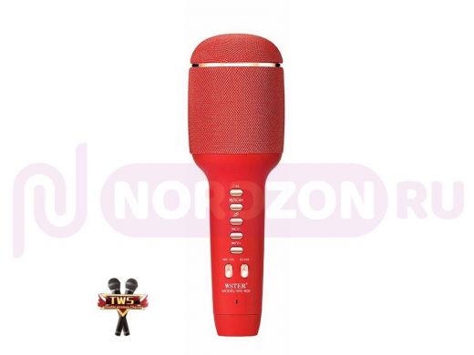 WSTER WS-900 Красный микрофон беспроводной (Bluetooth, динамики, USB)