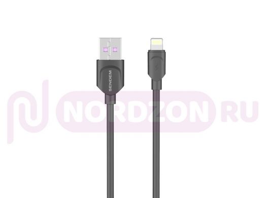 SENDEM M62 Черный кабель USB 6A (iOS Lighting) 1м