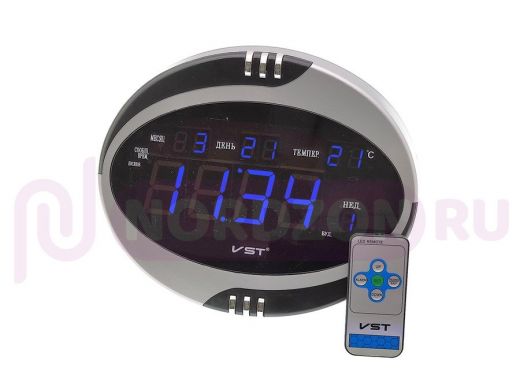 VST 770Т-5 Синие часы настенные (пульт+БЛОК)