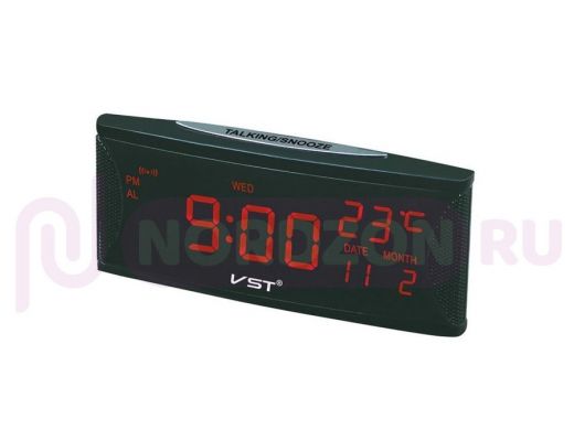 VST 719W-1 Красные часы настольные (говорящие,температура)