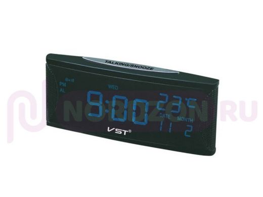 VST 719W-5 Синие часы настольные (говорящие,температура)