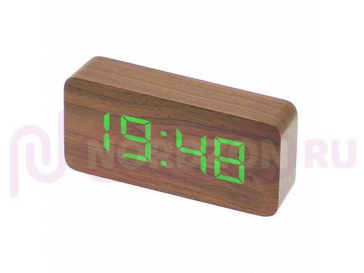 VST 867-4 Зеленые часы настольные (ТЕМНО-коричневый)