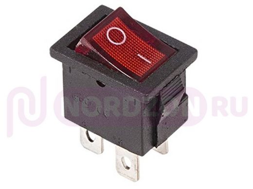 Выключатель клавишный 250V 6А (4с) ON-OFF красный  с подсветкой  Mini  REXANT