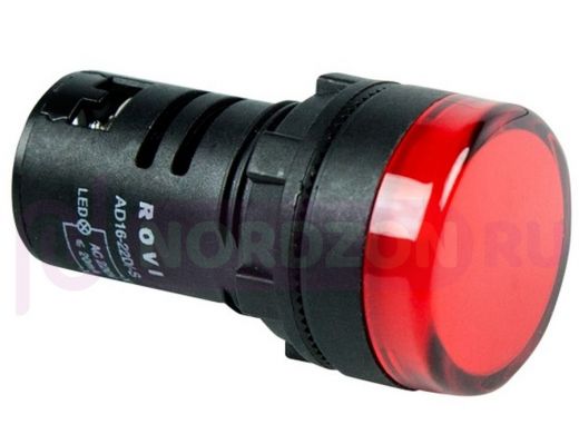 Лампа индикаторная  диаметр 16  220V  красный LED  REXANT