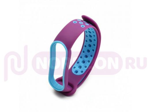 Ремешок для MI Band 5/6, силиконовый, sport, фиолетово голубой