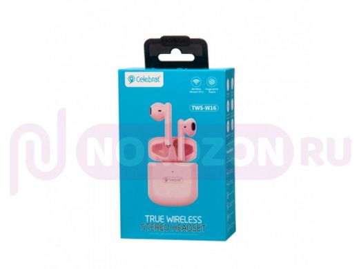 Беспроводная гарнитура TWS, Celebrat W16, розовая