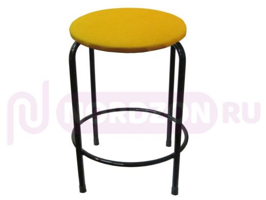 Табурет с подставкой для ног и полкой "TABURETTO-20332" круглое сиденье, чёрные, жёлтый, ткань