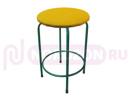 Табурет с подставкой для ног и полкой "TABURETTO-20334" круглое сиденье, зелёный, жёлтый, ткань