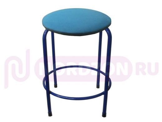 Табурет с подставкой для ног и полкой "TABURETTO-20337" круглое сиденье, синие, синий, ткань