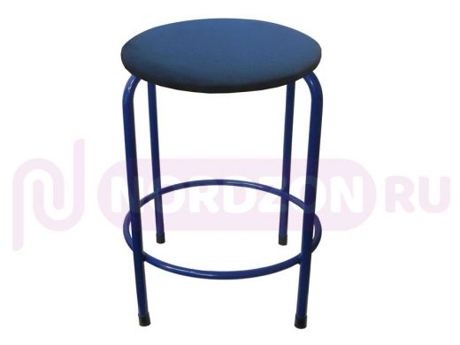 Табурет с подставкой для ног и полкой "TABURETTO-20339" круглое сиденье, синие, синий, ткань