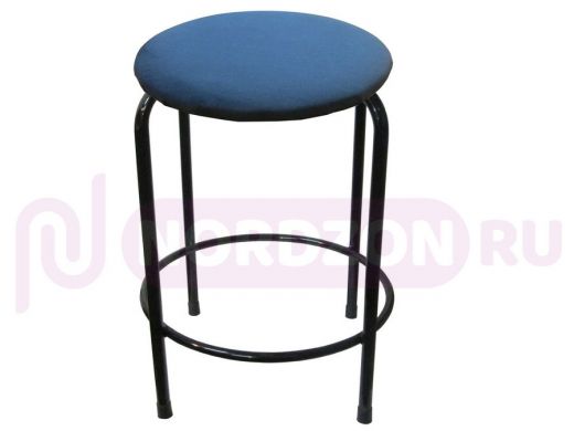 Табурет с подставкой для ног и полкой "TABURETTO-20341" круглое сиденье, чёрные, синий, ткань