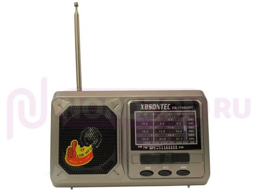 Радиоприемник SONTEC XB-1780URT "RPR-203435" (аккум. 18650, USB вход, TF, фонарик)