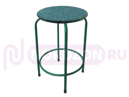 Табурет с подставкой для ног и полкой "TABURETTO-20350" круглое сиденье, зелёный, зелёный, ткань