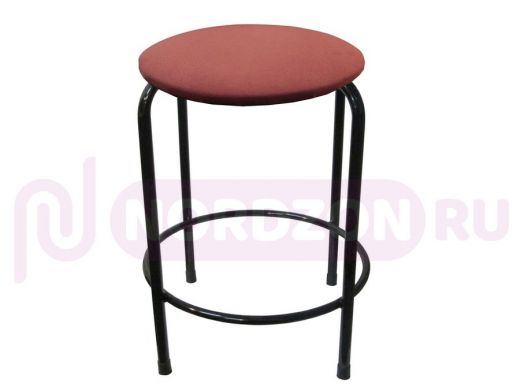 Табурет с подставкой для ног и полкой "TABURETTO-20351" круглое сиденье, чёрные, красный, ткань