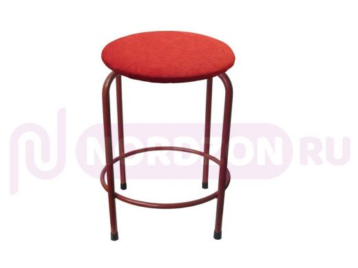 Табурет с подставкой для ног и полкой "TABURETTO-20352" круглое сиденье, красный, красный, ткань