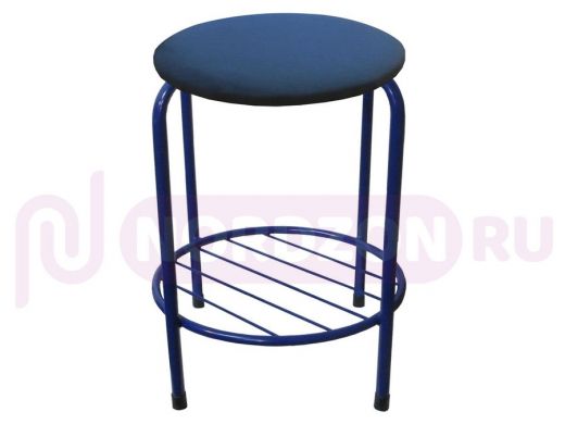 Табурет с подставкой для ног и полкой "TABURETTO-20462" круглое сиденье, синий, синий, ткань