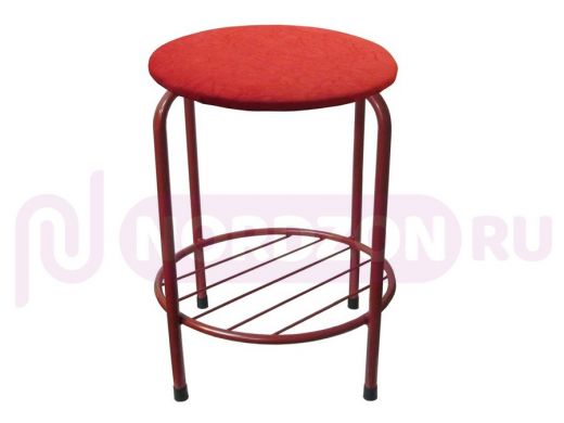 Табурет с подставкой для ног и полкой "TABURETTO-20464" круглое сиденье, красный, красный, ткань