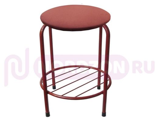 Табурет с подставкой для ног и полкой "TABURETTO-20467" круглое сиденье, красный, красный, ткань