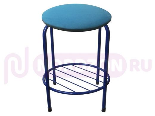 Табурет с подставкой для ног и полкой "TABURETTO-20471" круглое сиденье, синий, синий, ткань