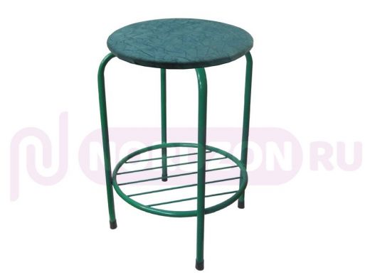 Табурет с подставкой для ног и полкой "TABURETTO-20473" круглое сиденье, зелёный, синий, ткань
