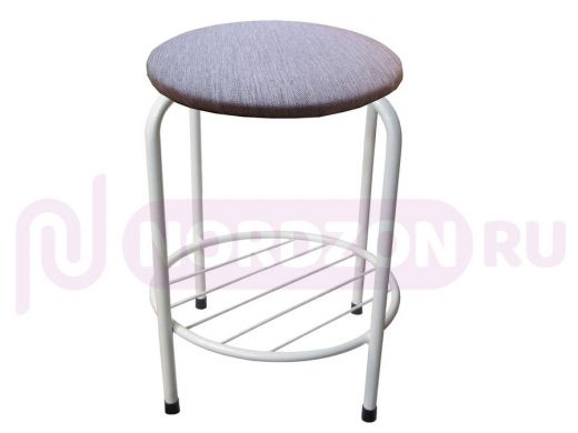 Табурет с подставкой для ног и полкой "TABURETTO-20477" круглое сиденье, белвй, фиолетовый, ткань