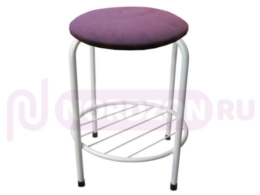 Табурет с подставкой для ног и полкой "TABURETTO-20481" круглое сиденье, белый, фиолетовый, ткань