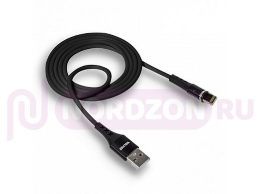 Кабель USB - Lightning,  Walker C775, магнитный, 3.1А, индикатор, чёрный