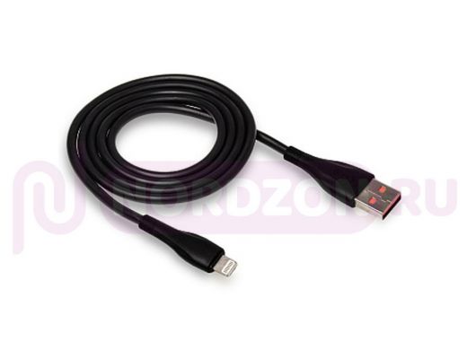 Кабель USB - Lightning,  XO-NB185, прорезиненный, 6A, чёрный