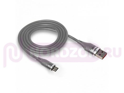 Кабель USB - MicroUSB,  Walker C735, прорезиненный, 3.1А, серый