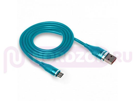Кабель USB - MicroUSB,  Walker C735, прорезиненный, 3.1А, синий