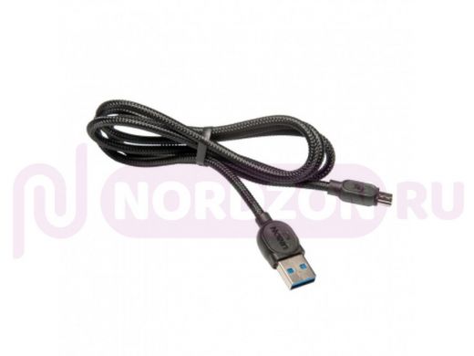 Кабель USB - MicroUSB, тех.пак. K03 нейлон, 2.1A, 100см, чёрный