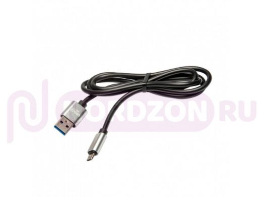 Кабель USB - MicroUSB, тех.пак. UN10, силикон, 100см, 2A, чёрный
