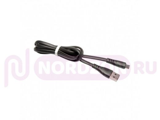 Кабель USB - MicroUSB, тех.пак. UN723, силикон, 2A, плоский, 100см, чёрный