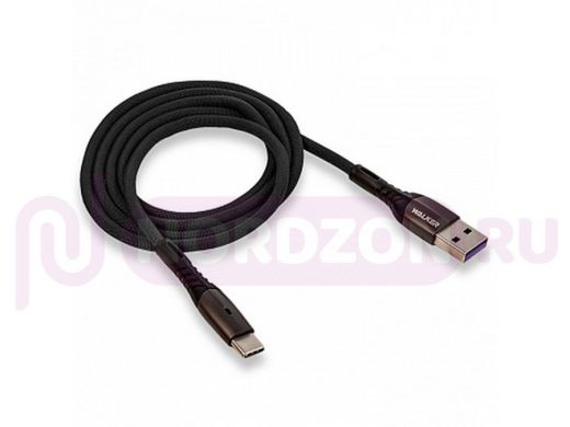 Кабель USB - Type-C,  Walker C920, быстрый заряд, 3.1А, текстильный, индикатор, чёрный