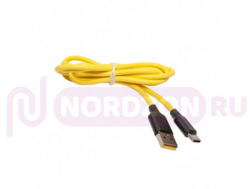 Кабель USB - Type-C, тех.пак. UN724, силикон, 100см, 2A, жёлтый
