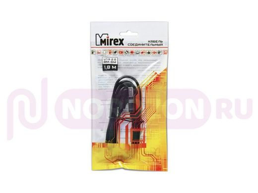Кабель USB (m) - USB B (m), Mirex, 180см, чёрный